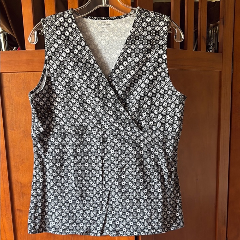 Croft & Barrow Black and White Wrap Blouse - Picture 7 of 7